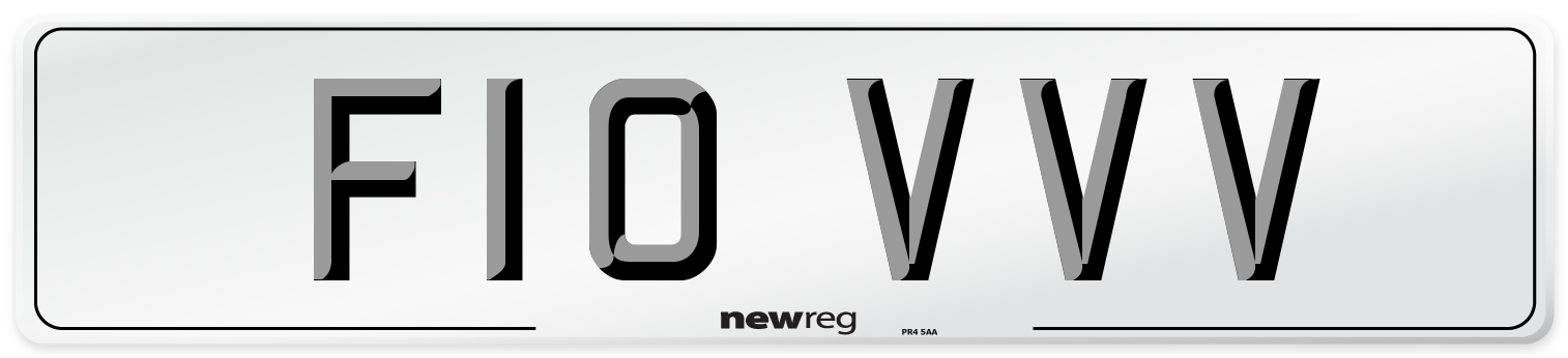F10 VVV Number Plate from New Reg